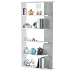 KIT LIBRERIA'ALIDA' 90X25X180H BIANCO/CEMENTO